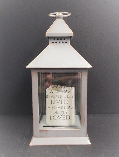 AF Small Grey and Bronze Wash Lantern, A Heart So Deeply Loved