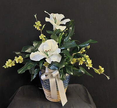 AF 6&quot; Potted Peace Lily with Silk Lilies