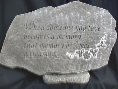 Weathered Cement Stone &quot;Treasured Memory&quot;