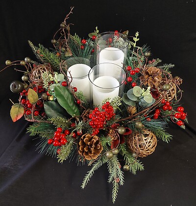 AF Triple Candle Gold Centerpiece Design 3, Silk