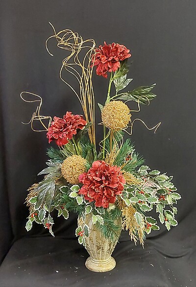 AF Gold Christmas Arrangement Decor in Silks-1