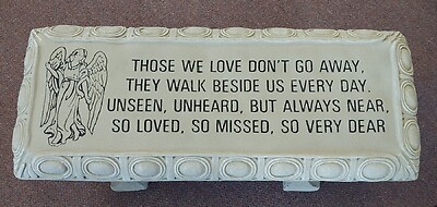 Weathered Cement Angel Bench-Those We Love