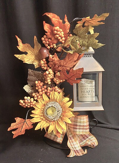 AF Small Gray and Bronze, In Angels Arms Fall Silk Display 2