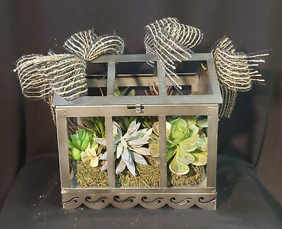 AF Silk Succulent In Geometric Container