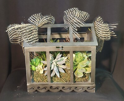 AF Silk Succulent In Geometric Container