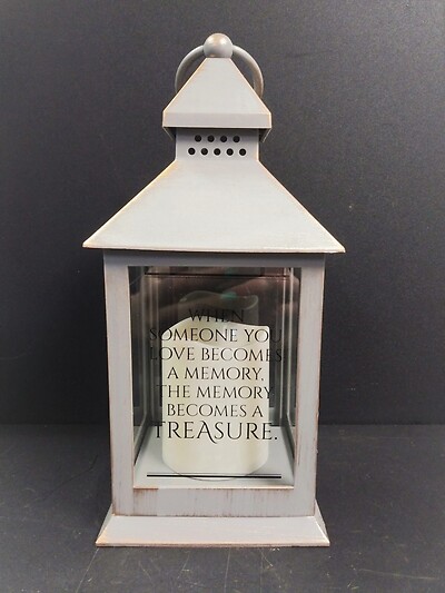 AF Small Gray &amp; Bronze Wash Lantern, Memories Become a Treasure
