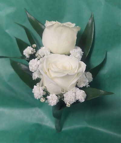 AF Double White Sweetheart Boutonniere