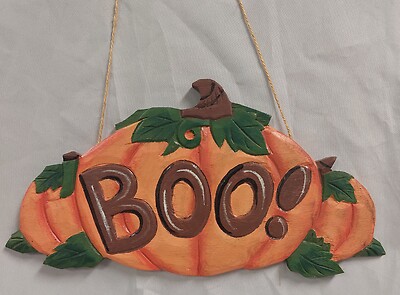 AF Hanging Wooden Pumpkin &quot;Boo&quot; Sign
