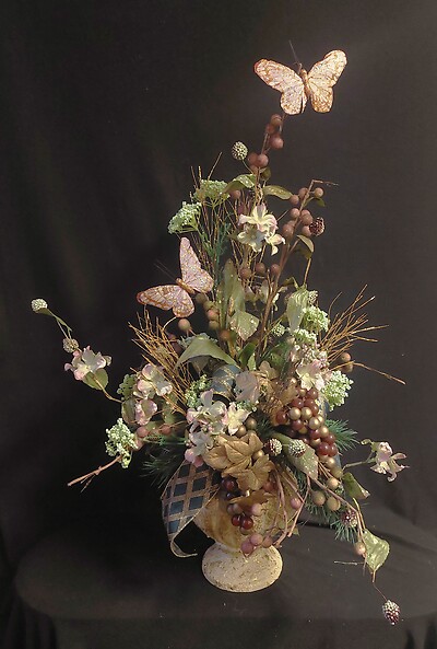 AF Golden Christmas Silk Bouquet with Butterflies