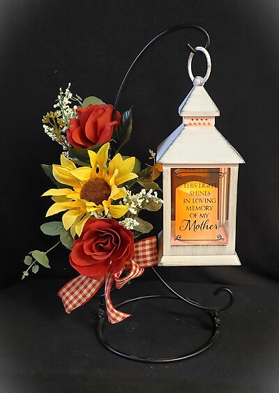 AF White Lantern with Fall Silk Mix, Easel Design 3