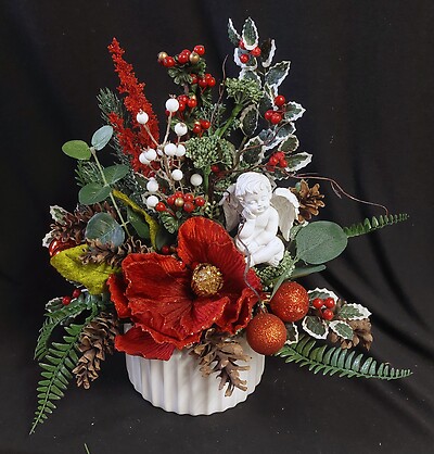 AF Silk Christmas Combination with Small Angel Statue