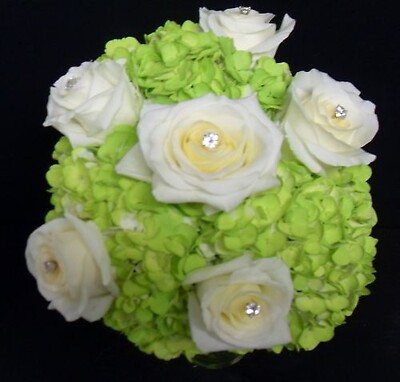 AF Hydrangea and Rose Bouquet with gem pics