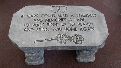 Weathered Cement Memorial Bench 5-If tears could build a stairwa