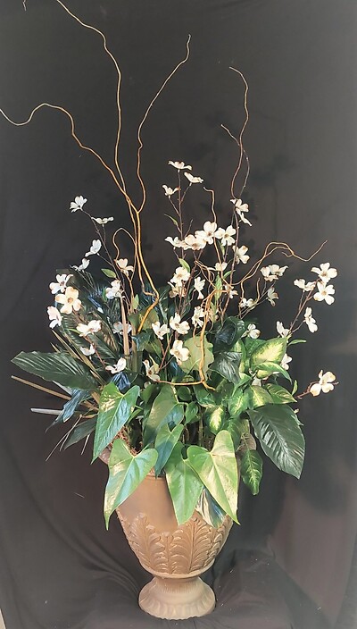 AF Large Floor Dish Garden with Curly Willow and Silk Dogwood