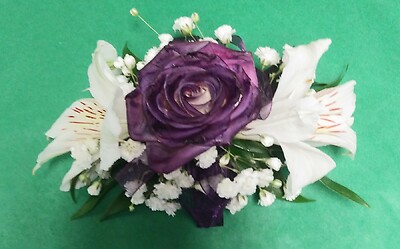 AF Rose and Lily Corsage Tipped Plum (can pick your colors)