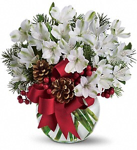 AF Alstroemeria Bubble Bowl with White Lilies
