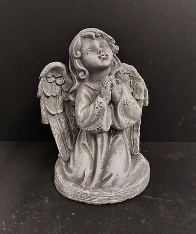Weathered Cement Kneeling Angel 2