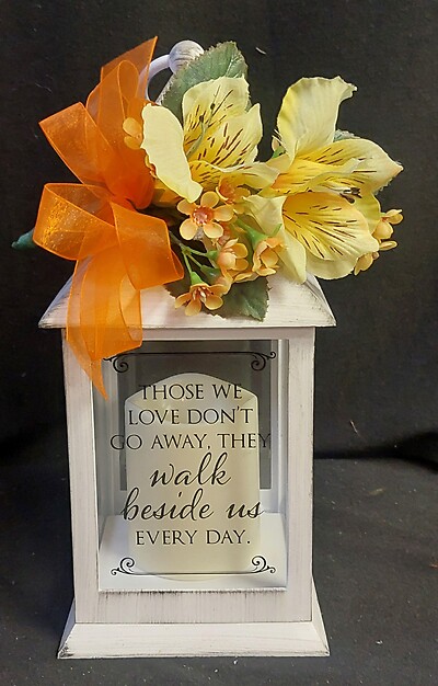 AF Small Whitewash Lantern with Silk Swag Design 6