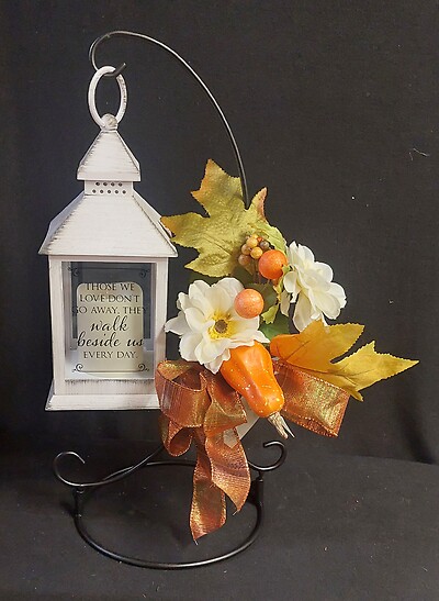 AF Small Whitewash Lantern, Those We Love Silk Display 2