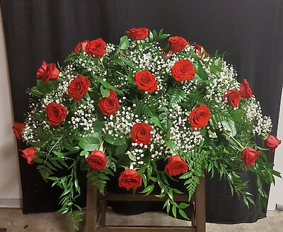 AF Traditional Red Rose Casket Spray