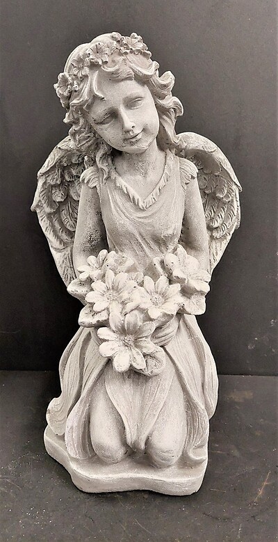 AF Weathered Cement Flower Angel