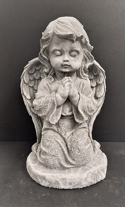 Weathered Cement Kneeling Angel 3