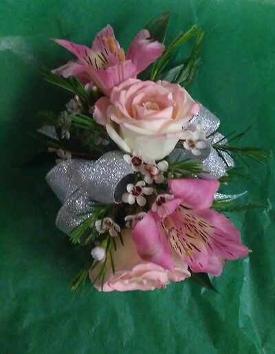 AF Double Rose and Lily corsage (can pick your colors)