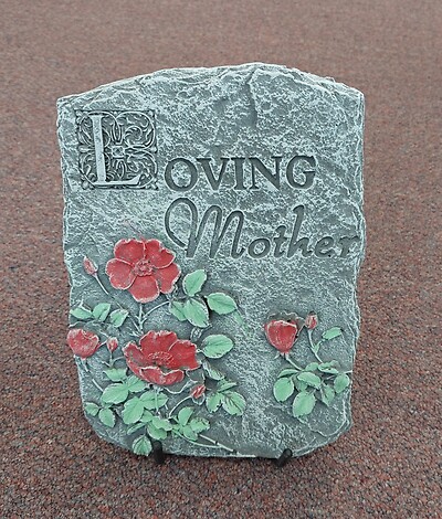 Weathered Cement Stone Loving Mother-Red