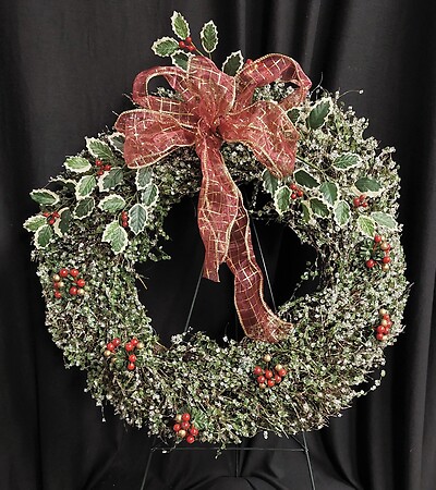 AF Burgundy Snow Glitter Wreath