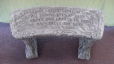 Weathered Cement Memorial Bench 4-A heart of gold