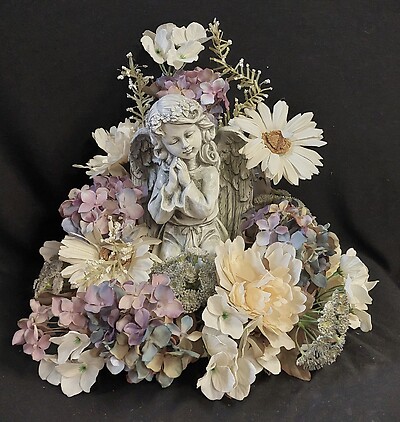 AF Light Lavender and Ivory Silk Praying Angel Design 1