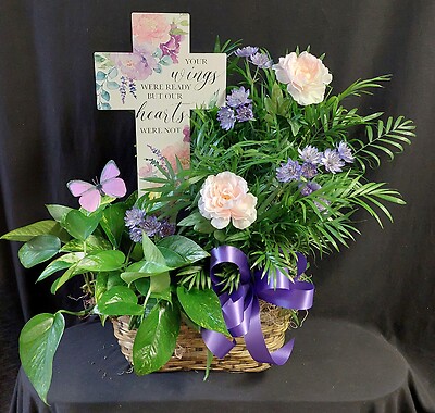 Double Planter with Your Wings Were Ready Cross