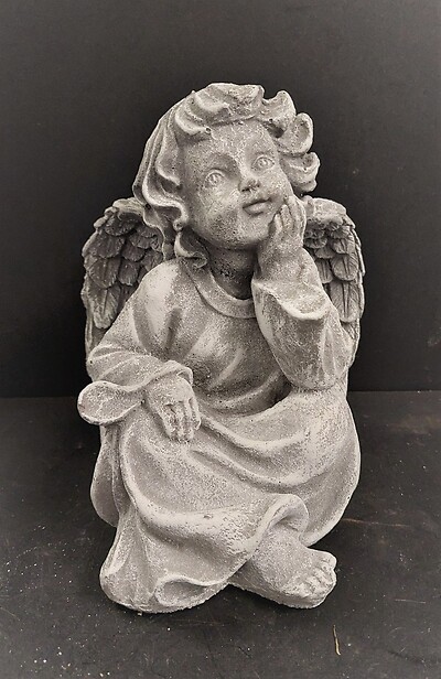 Weathered Cement Sitting Angel 2