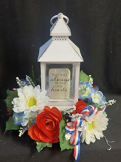 AF Small Whitewash Lantern with Silk Design 13
