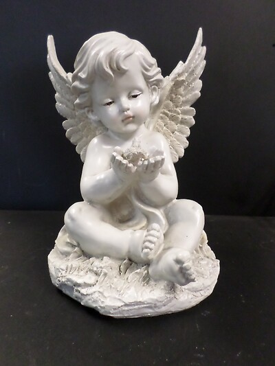 AF Lighter Colored Sitting Angel With Dove