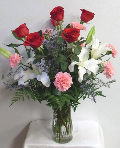 AF Romantic Rose, Lily and Carnation Bouquet