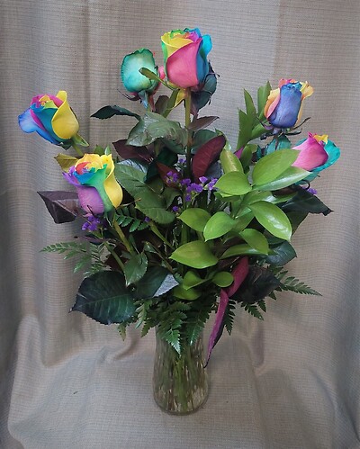 AF 6 Rainbow Roses
