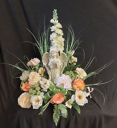 AF Keepsake Angel Arrangement in Pinks and Peach.