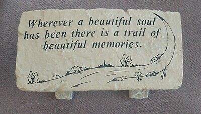 Weathered Cement Bench, Wherever a Beautiful Soul-Tan