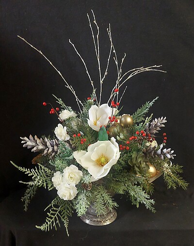 Cozy Christmas Silk Compote Arrangement