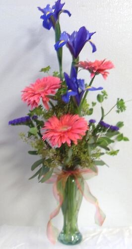 AF Gerbera and Iris Vase