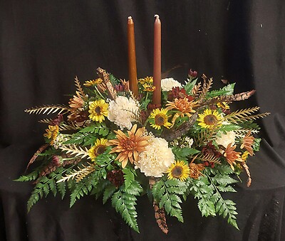 AF Rustic Fall Centerpiece with Pheasant feathers