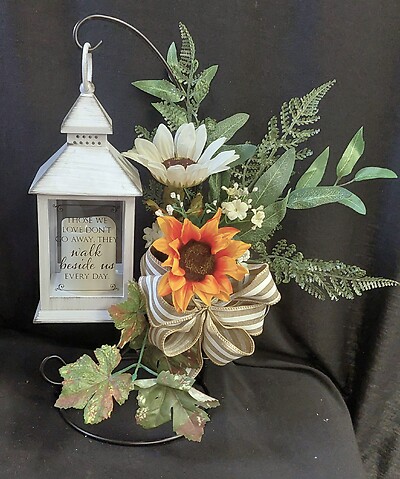 AF Small Whitewash Lantern, Those We Love Silk Display 4