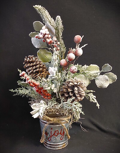 AF Winter Woods, Joy Tin Silk Arrangement 1