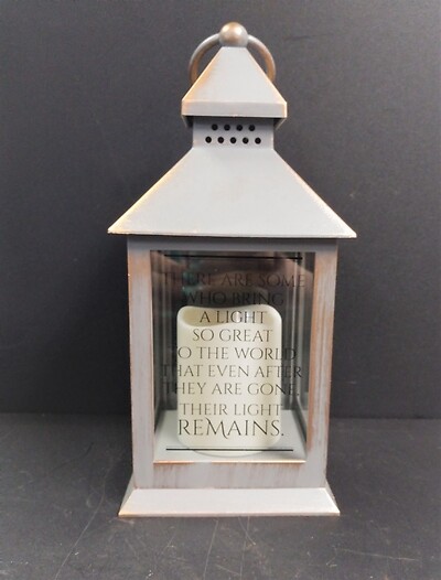 AF Small Grey and Bronze Wash Lantern, Their Light Remains
