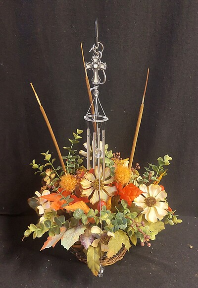 AF Silk Sympathy Arrangement with Crystal Cross