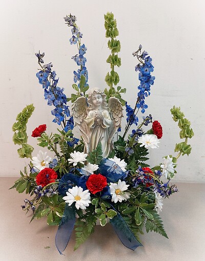 AF Red, White and Blue Fresh Flower Angel Display