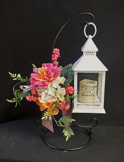 AF Small Whitewash Lantern, You Will Always Be In Our Hearts Silk Easel 8
