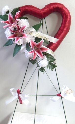 Red Heart with Stargazer Lilies