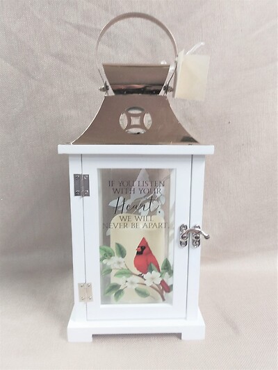 Cardinal Lantern with Led Candle, If You Listen With Your Heart